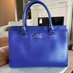 Kate Spade Blue Leather Tote Bag